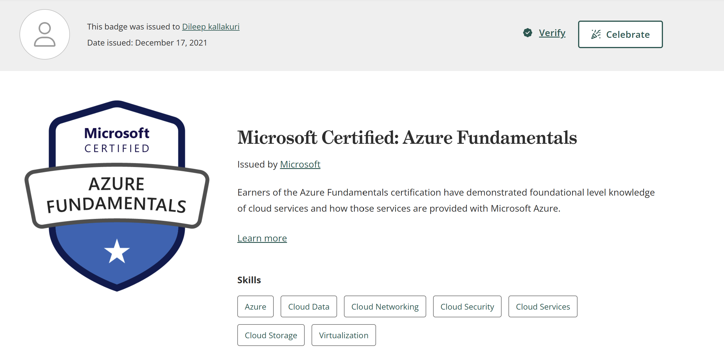 Microsoft Azure certificate