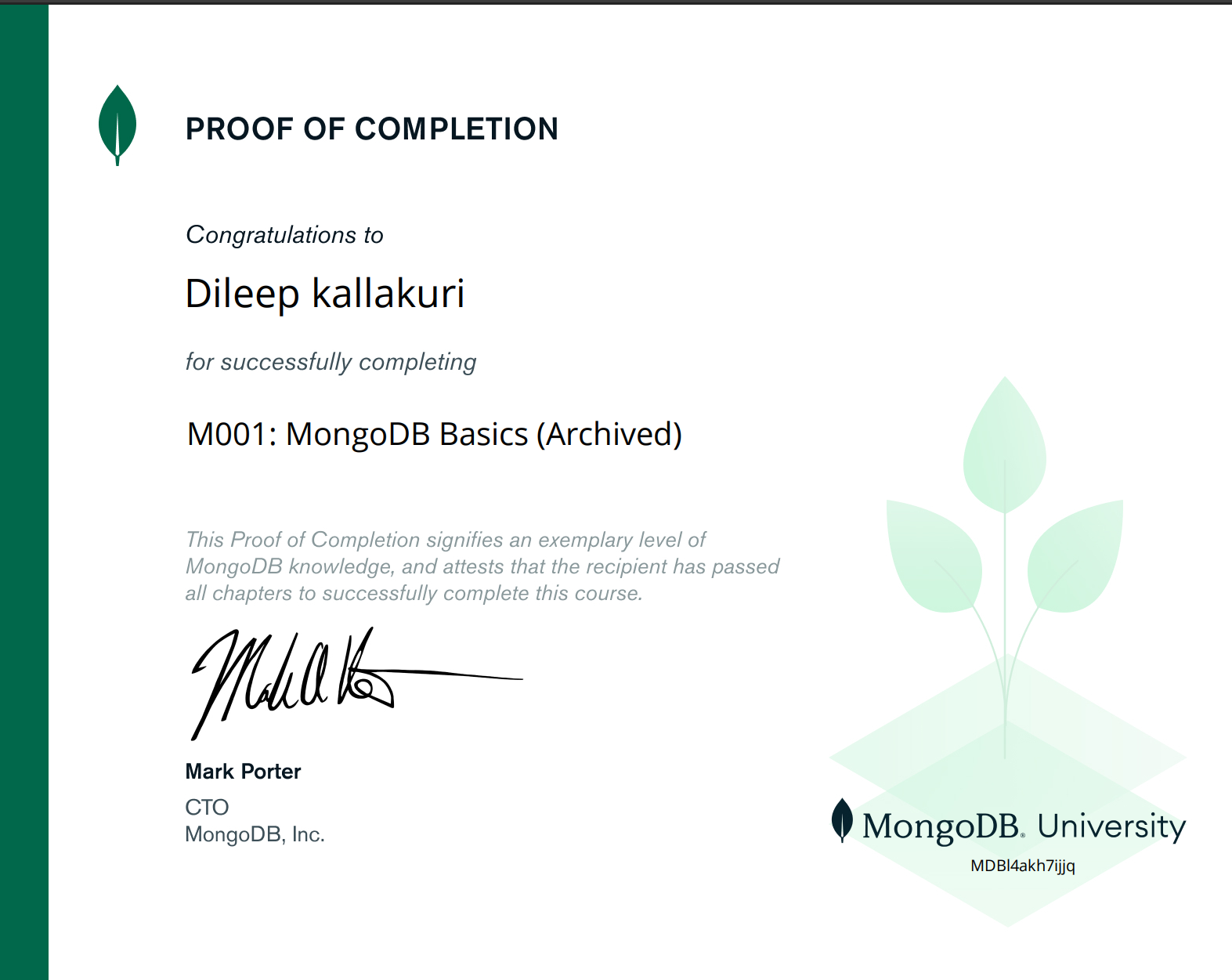MongoDB certificate